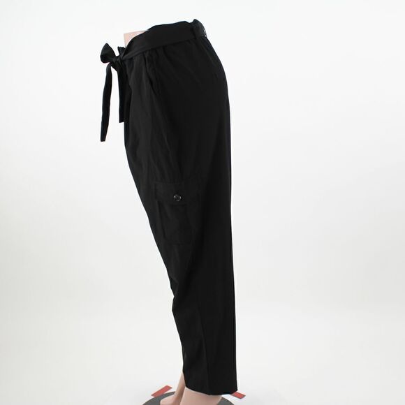 Calvin Klein Tie Waist Tech Stretch Cargo Pants in Black - Picture 4 of 5